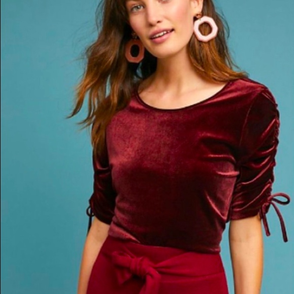 Anthropologie Moulinette Soeurs Plum Velvet Top S
